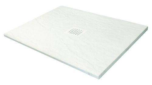 Receveur de douche extra?plat NARA 90x90 - Résine ardoise blanc - Découpable - bonde incluse